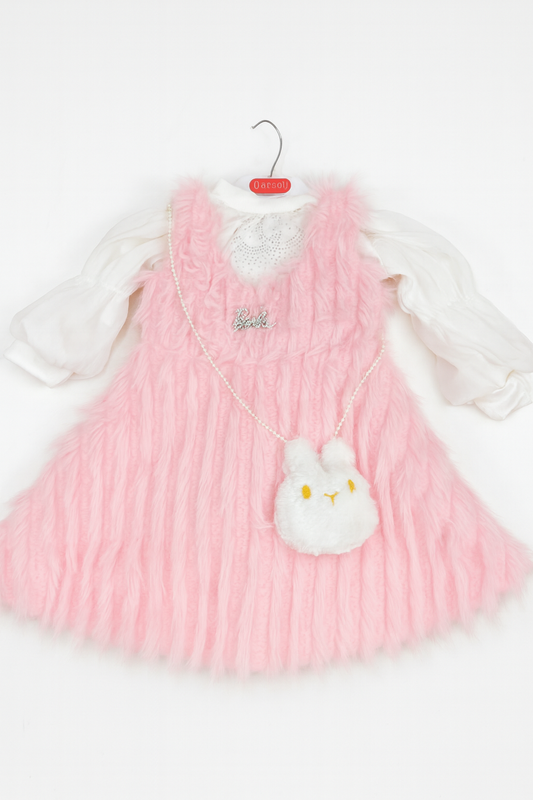 Girls Winter Fur Frock – Soft & Cozy Party Wear