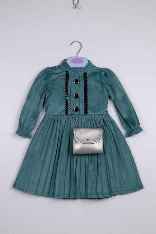 Light-Blue Velvet Frock