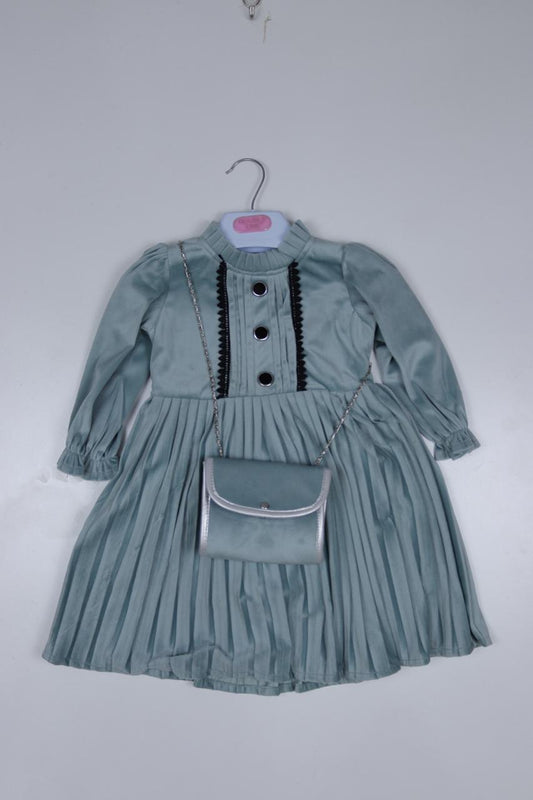 Light-Blue Velvet Frock