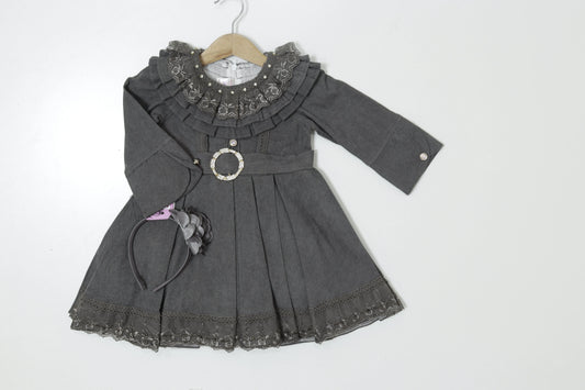 Grey-Corduroy Frock