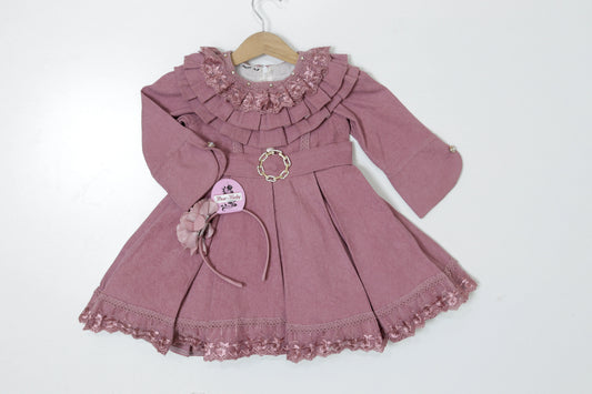 Pink-Corduroy Frock