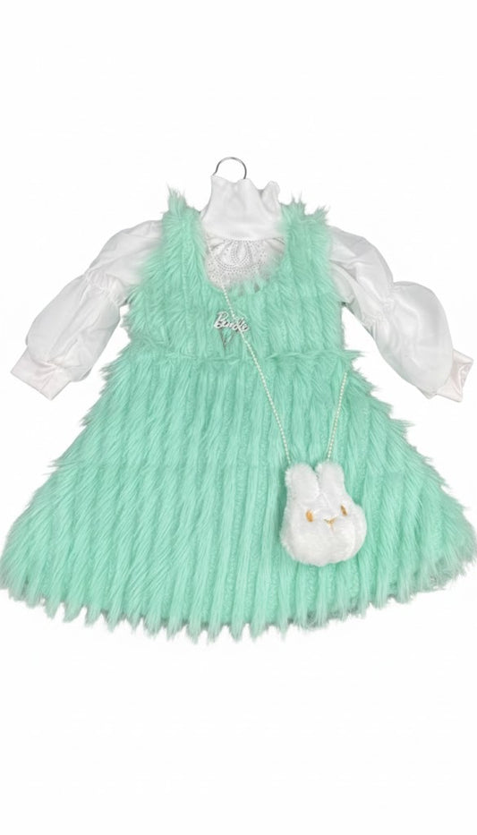 Girls Winter Fur Frock – Soft & Cozy Party Wear